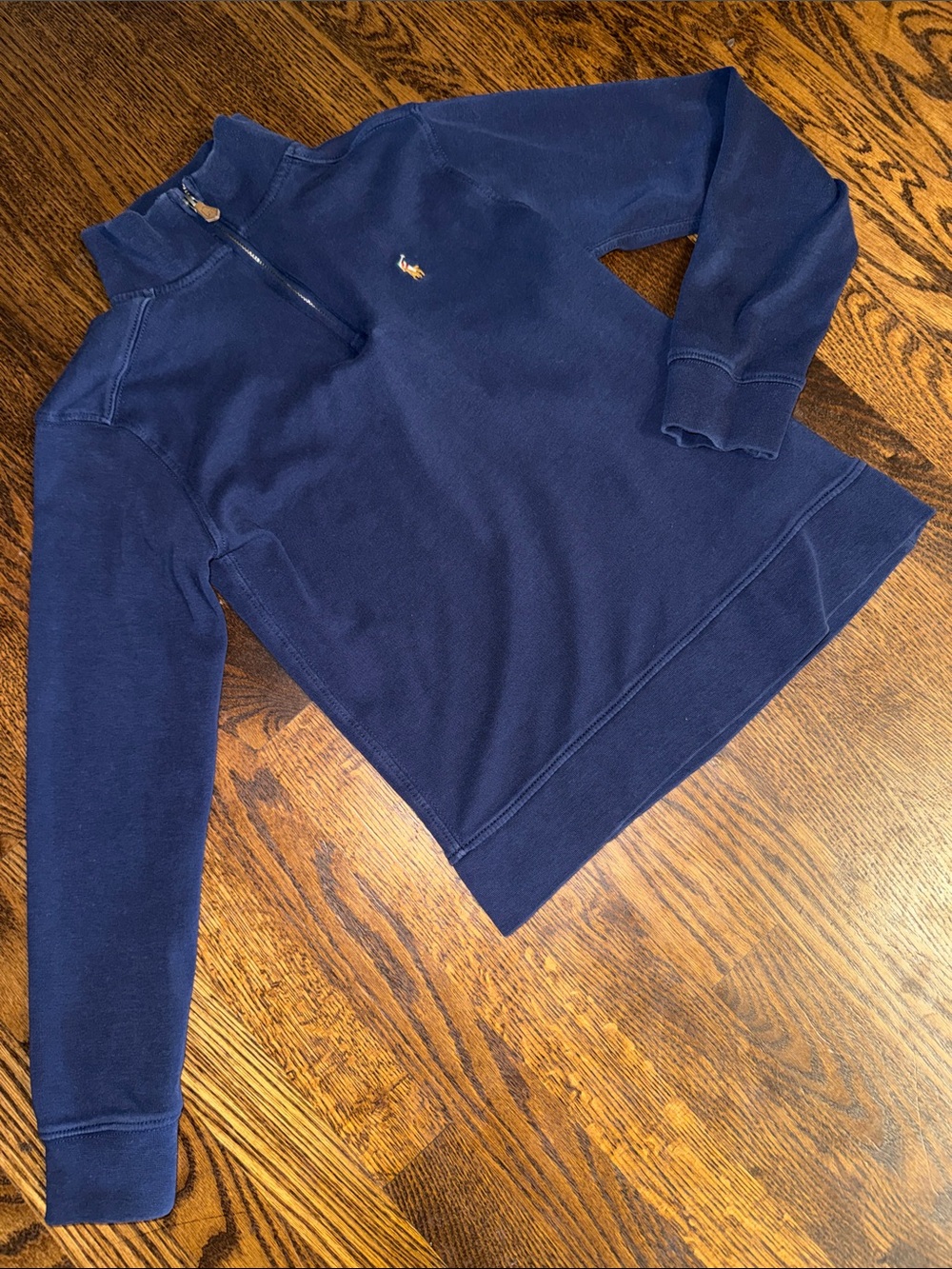 Polo by Ralph Lauren Navy quarter zip. with leather pull